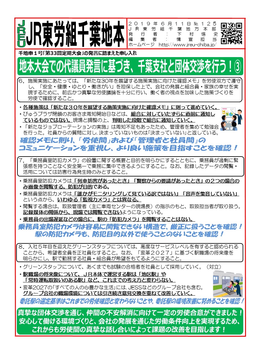 【地本交渉】地本大会での発言に基づき、千葉支社と団体交渉を行う！③