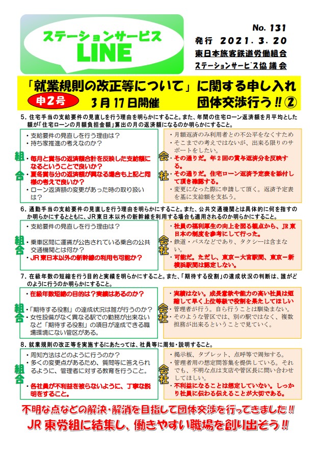 【ステーションサービス協議会】就業規則の改正団体交渉その②